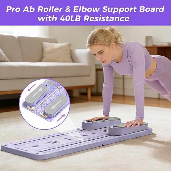 Pilates Board, Pilates Reformer, Pilates Reformer Machine, Multi-Purpose Foldable Pilates Reformer Board, 9-in-1 Foldable Pilates Reformer Equipment with Timer,