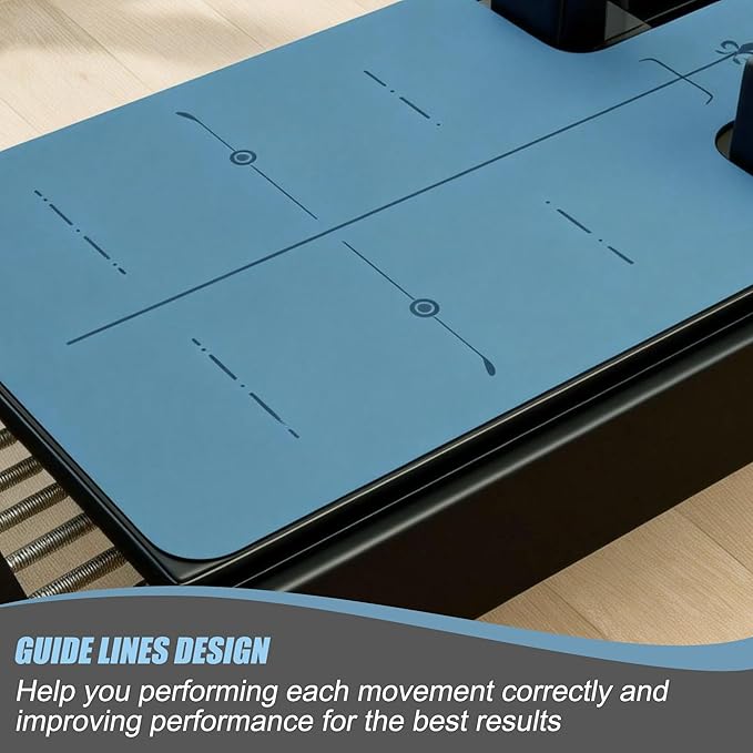 Soft Pilates Reformer Mat - 3.5mm Thick Pilates Reformer Cover Mats with Position Line & Non-Slip Rubber Backing, Sweat-Wicking and Quick-Drying Exercise Mat for Yoga Fitness