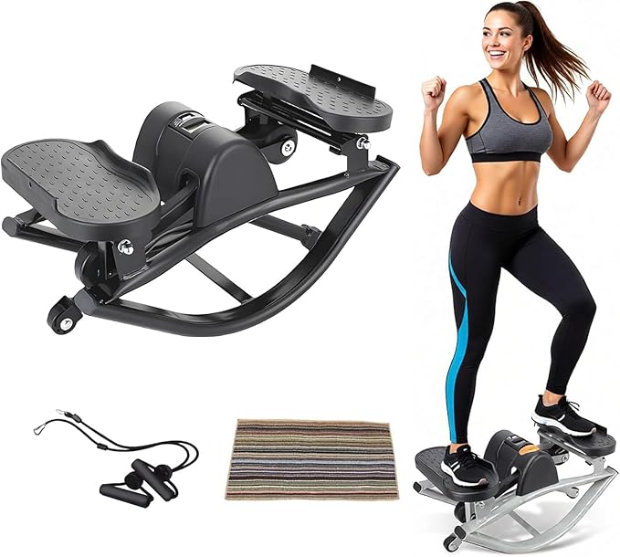Woodye Lateral Thigh Trainer & Ski Simulator - U-Shaped Side Stepper for Home Workout, Quiet Glide Sculpting Machine for Glutes & Inner Thighs, Resistance Bands & Mat Included