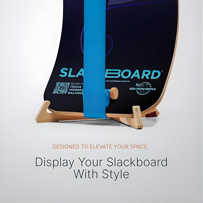 GIBBON SlackBoard Plus & Stand - 2-in-1 Slackline Balance Board for Adults - Workout Equipment Home Gym Training - Wooden Balance Trainer, Standing Desk Exercise, Yoga, Agility, Pilates, Core, Fitness