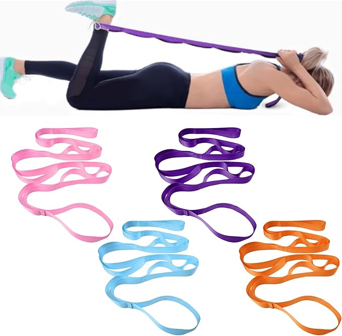 10 Loop Pilates Stretch Strap Not-Elastic Exercise Stretch Strap Stretching Strap Pilates Strap for Physical Therapies