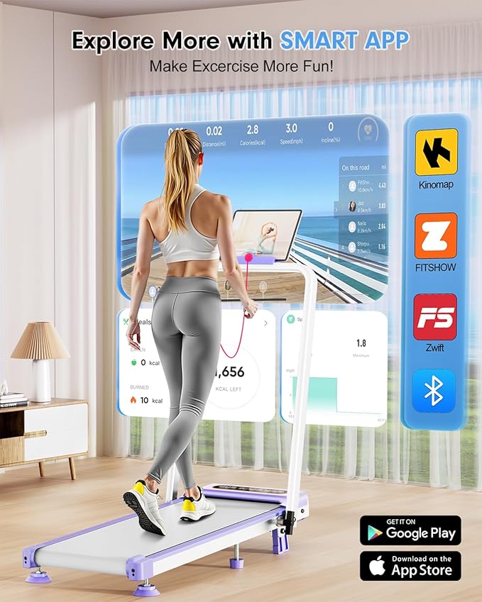 Walking Pad Treadmill with 15% Incline & Dual LED Display, 4 in 1 Walking Pad with Handle Bar, 3.5HP Foldable Treadmill with Incline, Treadmills for Home 350LBS, 4 Adjustable Incline, RGB Light