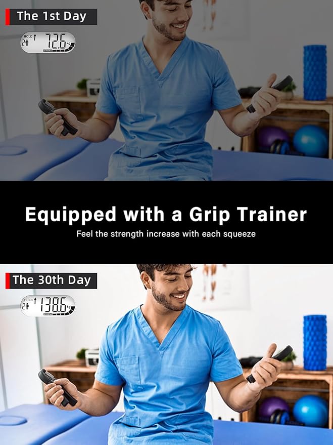 Grip Strength Tester Trainer - Electronic Hand Dynamometer of 400lbs/180kg & Grip strengthener with Adjustable Resistance for Sport