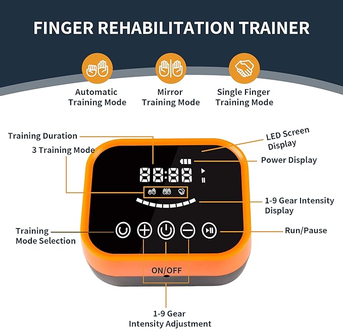 Rehabilitation Robot Gloves Equipment for Stroke Recovery, Hand Strength Exercise, and Adaptive Training Hemiplegic Finger with USB Chargeable Orange (Size XL,Right Hand)