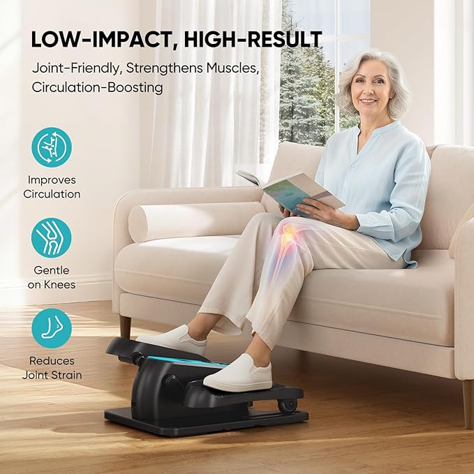 Dripex Under Desk Elliptical Machine, Electric Elliptical Leg Exerciser for Seniors, Quiet Portable Elliptical Exercise Machine, Seated Pedal Exerciser with 12 Level Speeds, Remote Control