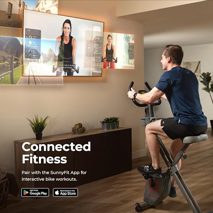 Sunny Health & Fitness Sunny Health & Fitness Smart Folding X-Bike, Portable Compact Exercise Bike for Indoor Cycling Workout, Home Cardio Training Machine, Free SunnyFit App Bluetooth Connect