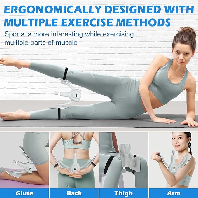 3rd Gen Thigh 0-100 lbs Adjustable Resistance Inner Leg Exercisers with Leg Straps Band Pelvic Floor Kegel Hip Exercise Workout Equipment Pilates Women Men
