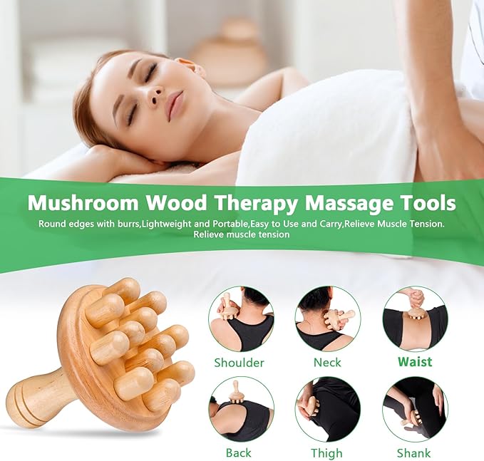 Wood Therapy Massage Tools 6-in-1 Lymphatic Drainage Massager Maderoterapia Kit,Wooden Massager Body Sculpting Tools,Wooden Gua Sha Kits,Body Contouring and Shaping