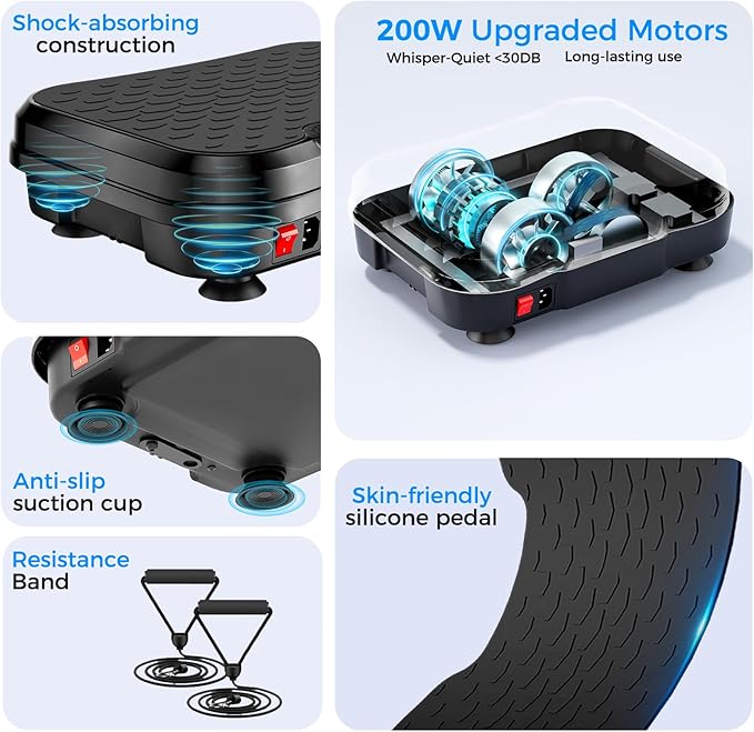Vibration Plate Exercise Machine,Vibration Plate for Lymphatic Drainage Power Vibration Plate Machine Support 450 Lbs 250 Adjustable Speeds,Vibrating Plate Shake Plate Weight Loss