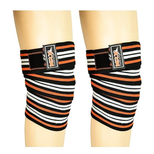 New Weightlifting Knee Wraps for Gym Fitness Training Support Bandages Knee Straps for Squats (Black/Orange/White)