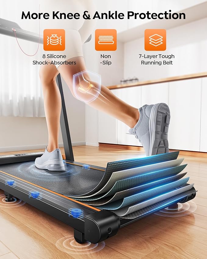 Foldable Treadmill with 0-15% Incline and Handle Bar, 2.5HP Treadmills for Home, Under Desk Treadmill with 300LBS Capacity, Walking Pad with Speaker, APP/Remote Control