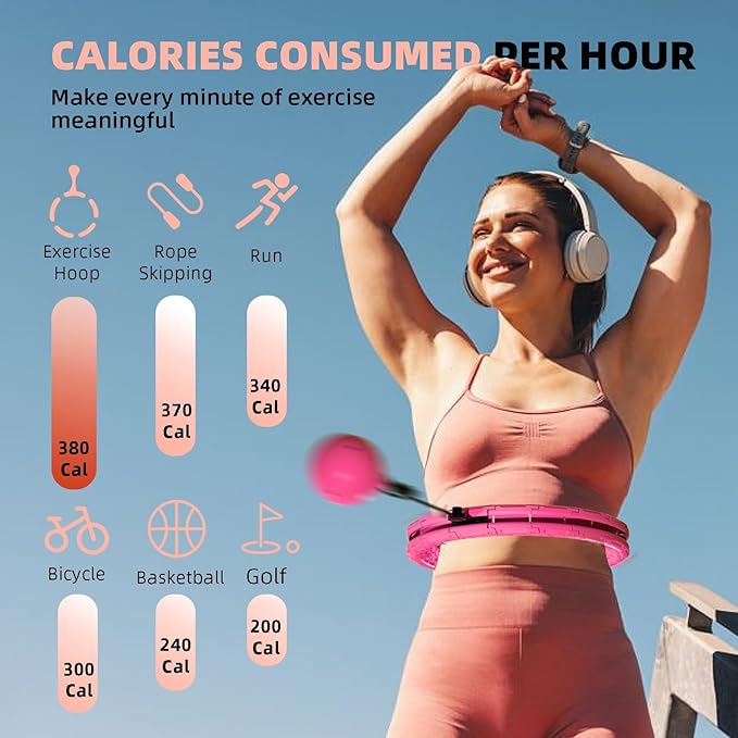 Weighted Hula Infinity Fitness Hoop for Adult Weight Loss, 2 in 1 Smart Fitness Workout Hula Circle Hoops with 28 Detachable Knots, Exercise Fit Hoop Suitable for Women and Beginners