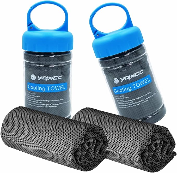 YQXCC Cooling Towel | 2 Pack 47"x12" | Ice Cool for Neck | Soft Breathable Microfiber Chilly | for Yoga, Golf, Gym, Camping, Running, Workout & More Activities