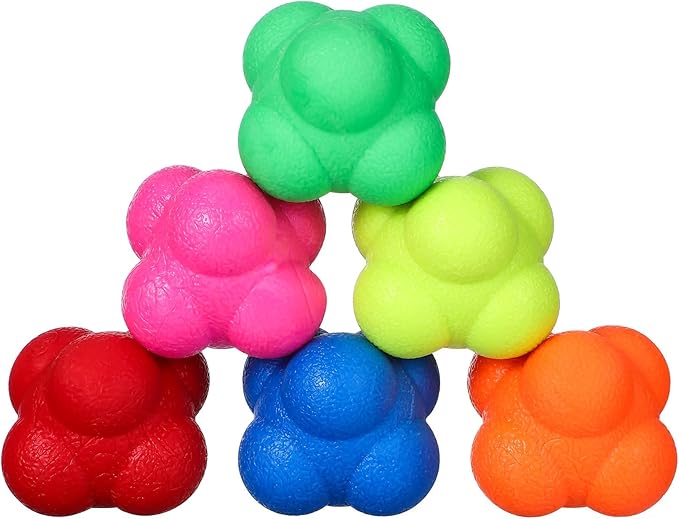 Toyvian 6 Pcs Reaction Bounce Balls: Agility Reaction Reflex Balls Set for Hand-Eye Coordination, Speed & Agility Training - Ideal for Basketball, Football, Tennis, Boxing & Cricket