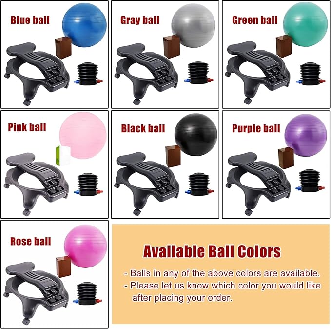 Exercise Ball Chair for Adults and Teenagers with Autism, Home Yoga Ball Chair for Balance/Flexibility/Maintaining Good Posture, Easy to Assemble