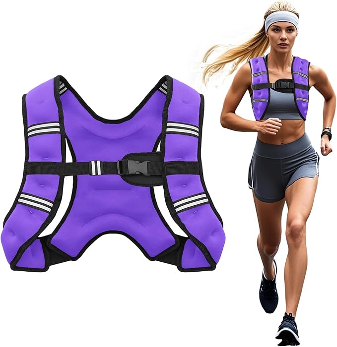 Weighted Vest, 6lb/8lb/10lb/12lb/16lb/20lb/25lb/30lb Weight Vest for Men Women, Body Weight Vests Adjustable with Reflective Stripe for Strength Training, Running, Workout, Jogging, Walking
