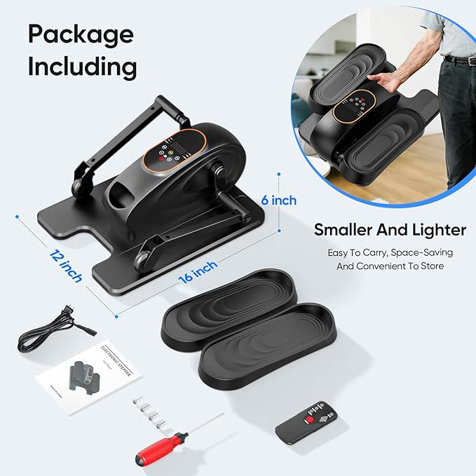 Electric Ellipse Leg Exerciser as Seen on TV, Under Desk Elliptical Machine with Quiet Motor, Remote Control & LCD Display - Portable Foot Pedal Exerciser for Seniors, Home Office Seated Workout