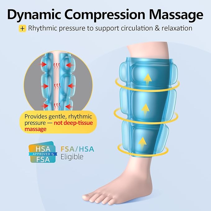 Comfytemp Cordless Calf Massager for Circulation and Pain Relief, FSA Eligible HSA Portable Leg Massage with Heat and Compression, Birthday Gift for Men Women Seniors, Recovery for RLS, Edema, Muscles