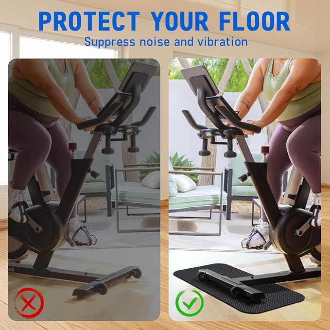 TOBWOLF 2PCS Non-Slip Mat Compatible with Peloton Bike, Concept 2 Rowing Machine, Exercise Bike Mat, Mat Protect Hardwood Floor Carpet for Home Gym, Workout Mat for Bike Trainer, Stationary Spin Bike