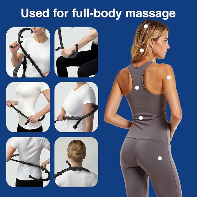 Massage Stick,Handheld Trigger Point Back and Neck Massager Cane, Deep Tissue Self Massage Tool for Muscle Knots and Myofascial Release,for Pain Relief and Muscle Recovery,Black