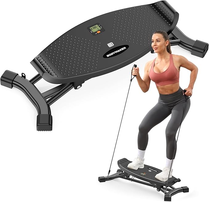 Balance Board for Full Body Workout, Wobble Board with LCD Monitor & Resistance Bands, 300 lbs Capacity Portable Rocker Board for Home Gym, Cardio, Core & Leg Training