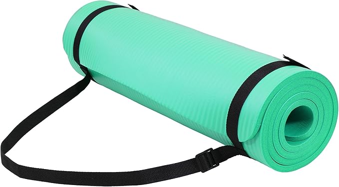 Fitvids Yoga Mat, 1/2-Inch Extra Thick High Density Exercise Mat, Anti-Tear Exercise Yoga Mat with Carrying Strap, Suitable for Various Yoga Exercises