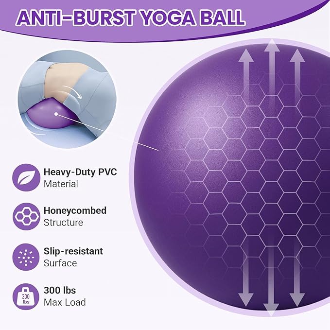 Pilates Ring Set 15PCS Pilates Equipment Set with Adjustable Ankle Wrist Weights,Yoga Ball,Figure 8 Resistance Band,Tape Measure,Pilates Bands & Accessories,Pilates Ring and Ball Set (Purple)