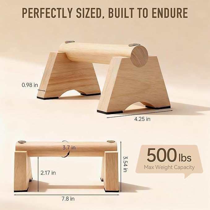 Wood Push up Bar, 2 PCS Parallettes Bars for Men Strength Training, Calisthenics Equipment for Handstand Training