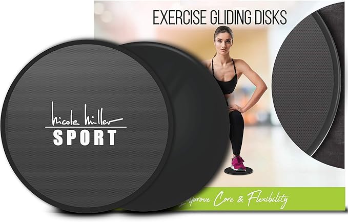 Nicole Miller Exercise Sliders for Fitness Workout [2PK], Double Sided Gilder Strength Slides Discs Work Smoothly on Any Surface for Stretch Strength Core Exercise