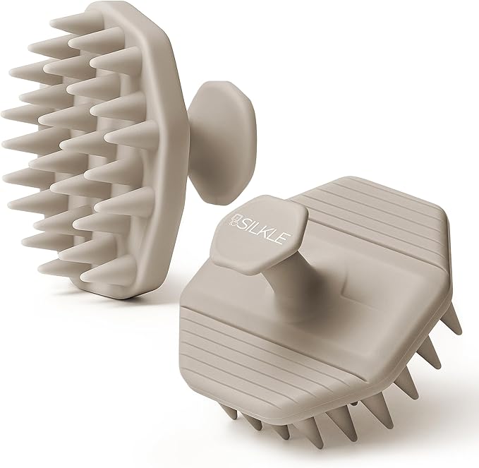 Scalp Massager Shampoo Brush – Silicone Scalp Scrubber for Hair Growth & Dandruff Removal, One-Piece, Non-Slip Handle, Soft Bristles, Wet/Dry Shower Scalp Exfoliator for All Hair Types – Clay