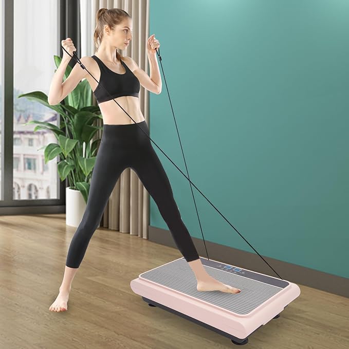 Vibration Plate Exercise Machine, Power Vibrating Plate with LCD Display, Home Multifunctional Vibrate Fitness Platform, Whole Body Workout Equipment for Living Room, Bedroom, Office
