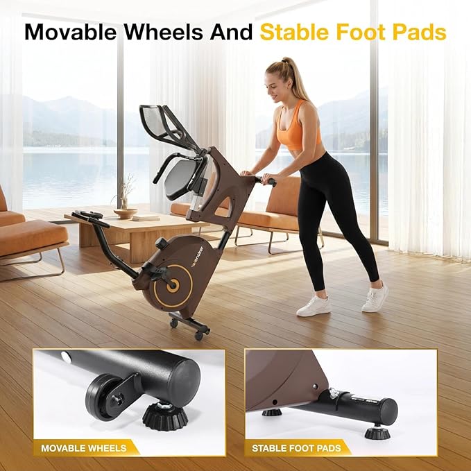 Recumbent Exercise Bikes for Home | Light Commercial-Grade Recumbent Bike for Seniors | Magnetic Recumbent Exercise Bikes with Heart Rate Handle | Smart App,LCD with Comfortable Seat