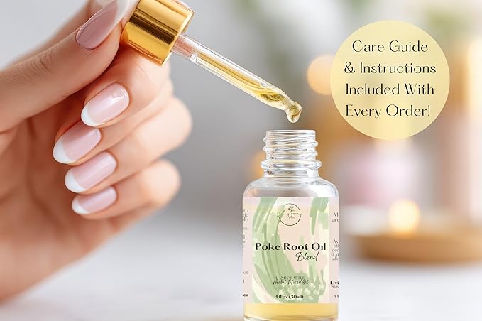 Organic Poke Root Oil with Castor Oil for Lymphatic Support - Cysts, Boils, Fibroids, Swollen Lymph Nodes, Breast & Joint - Handmade in The USA