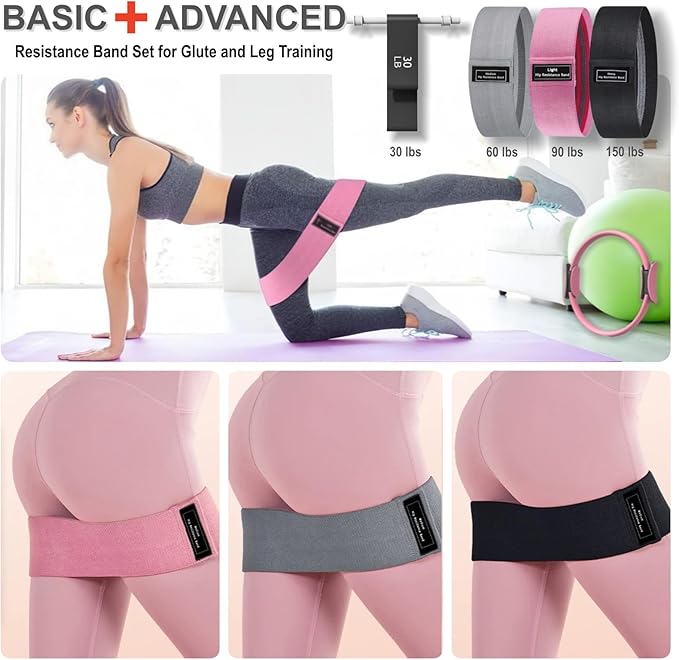 Pilates Equipment 15" Pilates Ring Plus, Pilates Kit for Home Workouts, Pilates Essentials Kit for Women with Pilates Ring and Ball Set, Booty Bands, Figure 8 Resistance Band, Yoga Band