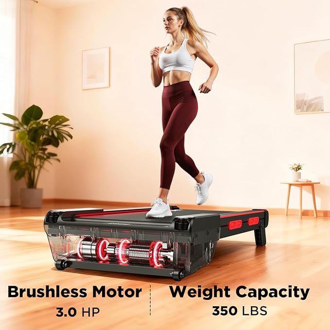 Jogwell Walking Pad Treadmill with 20%/15%/12% Auto Incline, 350lbs Capacity Treadmills for Home Office Under 35dB, Spacious Running Area, Vertical Storage, 3/3.5HP Brushless