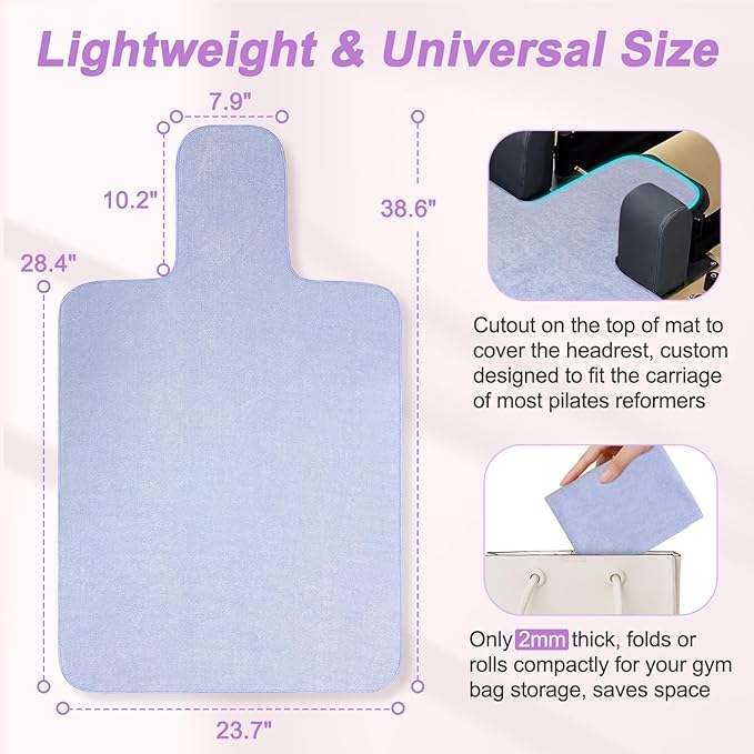 Pilates Reformer Mat Non Slip, Pilates Reformer Cover Towel, Sweat-Wicking Mats Accessories, Foldable Washable Pilates Machine Mat Cover for Home, Studio, Gym Fitness