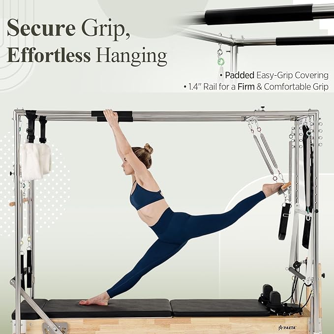 PAETA Pilates Reformer, Wooden Reformer Pilates Machine with Cadillac Trapeze Table, Pilates Equipment for Home Workout and Studio, Includes Sitting Box, Jumpboard