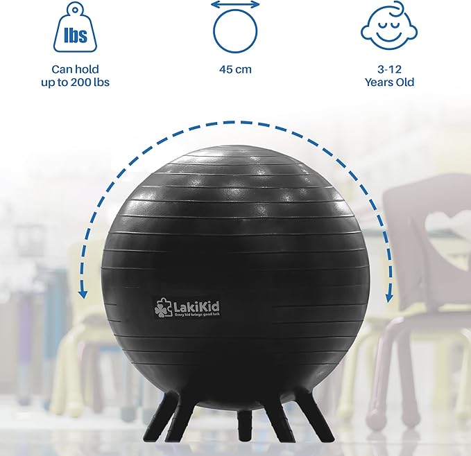 LakiKid Balance Ball Chairs for Kids Flexible Seating Classroom Furniture- Stability Ball Chairs with Legs, Exercise Ball Chair, Yoga Ball Chair, Ideal Alternative Seating for Students (18"/45 CM)