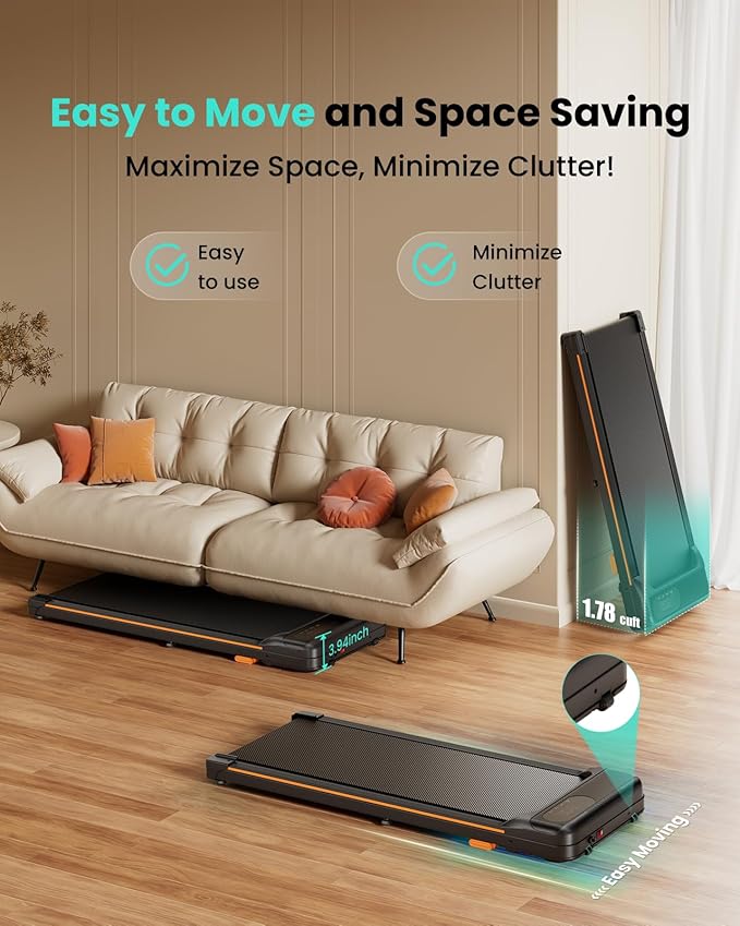 Walking Pad, Under Desk Treadmill with Incline for Home Office 2.5HP Portable Walking Treadmill with 265 Lbs Weight Capacity Walking Machine, Remote Control, LED Display
