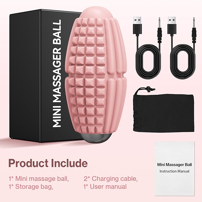 Upgraded Vibrating Massage Ball,4-Speed with Rechargeable,Trigger Point Myofascial Massage Roller Ball for Relieving Muscle Pressure, Electric Massager for Fitness/Yoga/Training (Pink)