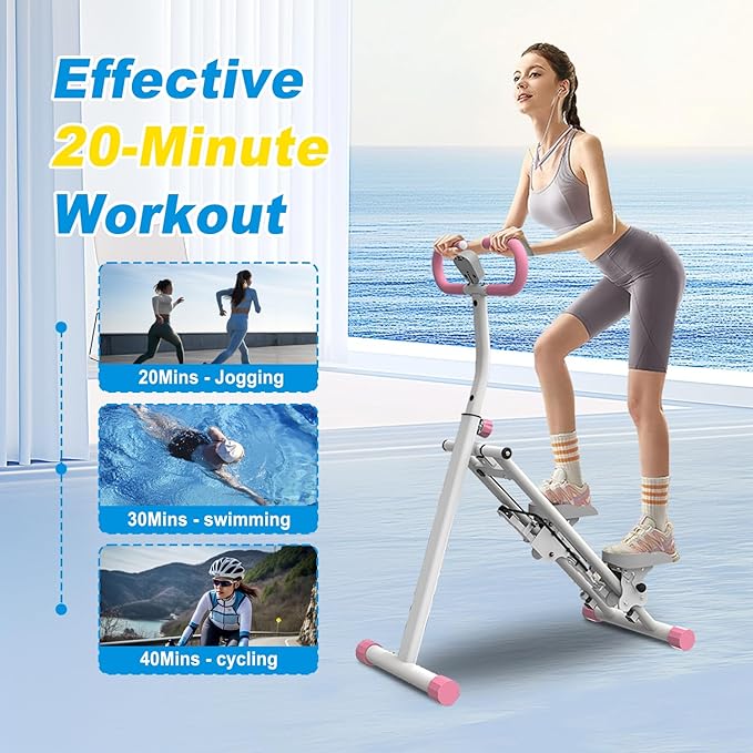 Stair Stepper for Home Gym, Foldable Full Body Exercise Climbing Machines, Vertical Climber Workout Machine with Resistance & Adjustable Handles, Frame Stable