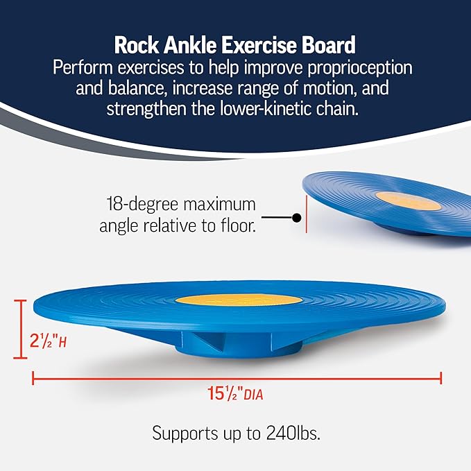 OPTP Rock Ankle Exercise Board - Balance Wobble Board for Therapy and Rehab - Ankle Strengthening Equipment for Improved Proprioception and Range of Motion