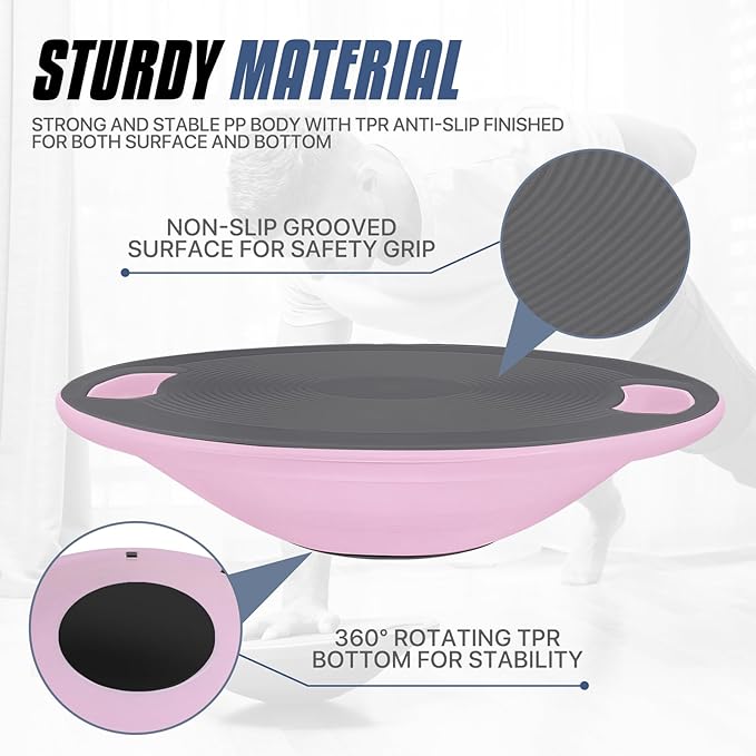 MADOG Wobble Balance Board for Adults, 15.5" TPR Non-slip Surface with Handle for Workout Core Trainer Physical Therapy, Home Gym Stability Board