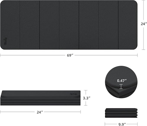 1/2 Inch Extra Thick Yoga Mat Pilates Equipment, 70"x24" Odorless Workout Mats for Home Gym, Non-slip Exercise Mats for Women Men Home Workout, Foldable Yoga Mats for Travel Camping Sleeping