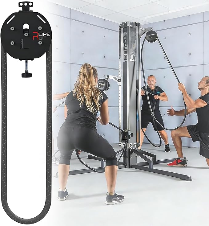 Endless Rope Trainer - Suspension Endless Rope Pulley, Adjustable Resistance Trainer Machine, Closed-Loop Nylon Rope, Cable Machine Home Gym for Grip, Arms Training Black