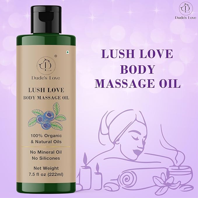 Lush Love Massage Oil | Lime & Juniper Berry Essential Oils | 100% Natural & Organic | No Mineral Oil, No Silicones | Non-Greasy Body Oil | Massage, MOISTURISE, Recover | 7.5 fl oz (222ml)
