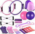 21 Pcs Pilates Ring Circle Set - Complete Home Workout Equipment Kit for Women with Resistance Bands, Yoga, Stretching Strap, and Non-Slip Socks