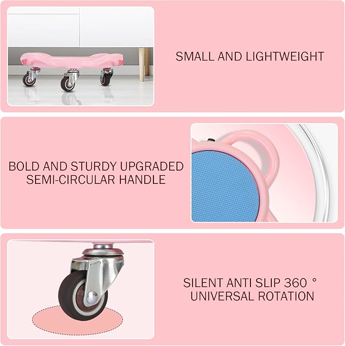 Ab Roller Wheel, 360° Rotating Women's Non-Slip Portable Multifunctional Ab Exercise Board with Mat for Home Workout