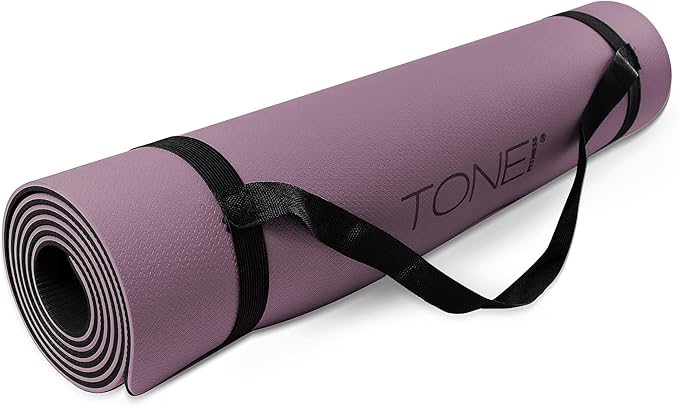 TONE Fitness Yoga Mat 1/4" Thick Non Slip Exercise & Pilates Mat for Home Workouts with Carrying Strap | Multiple Options