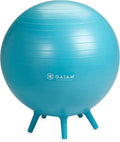 Gaiam Balance Ball Chair - No-Roll Ergonomic Office Chair & Yoga Ball Chair for Home Office Desk with Exercise Guide, Easy Installation Ball Pump, and Built-in Stability Legs, 25.5 in. (65 cm) - Blue